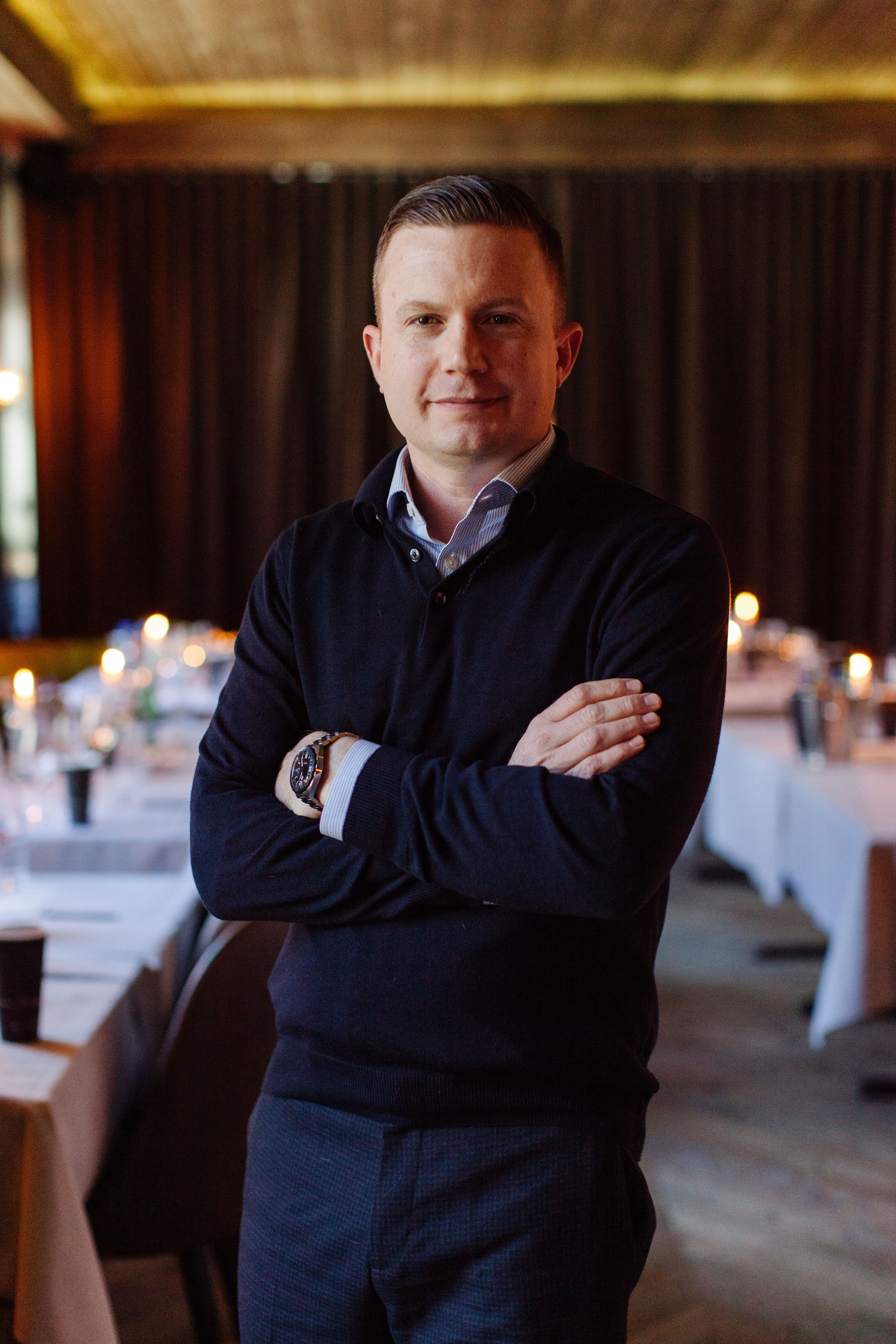 man standing in restaurant