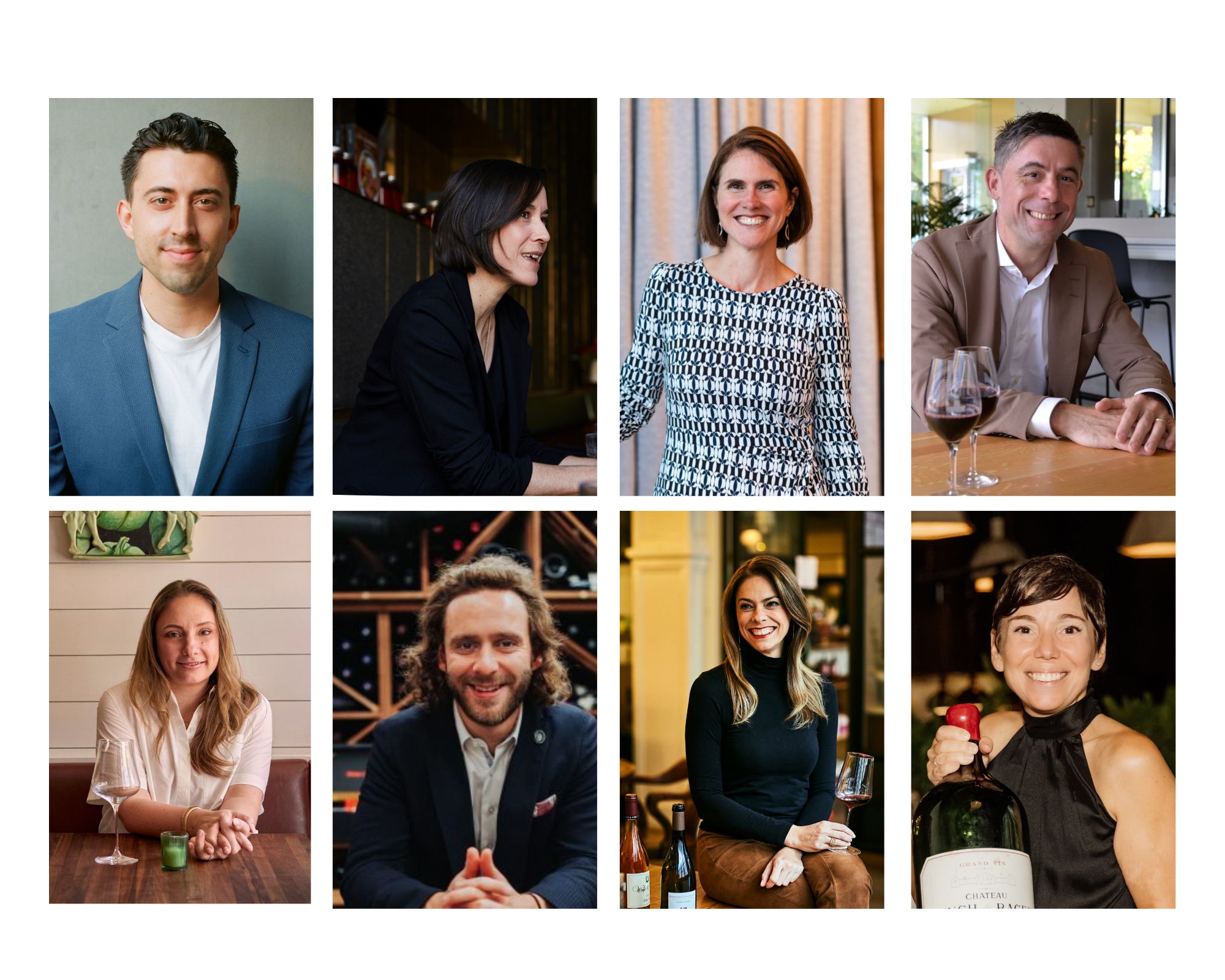 Graphic with separate images of eight people