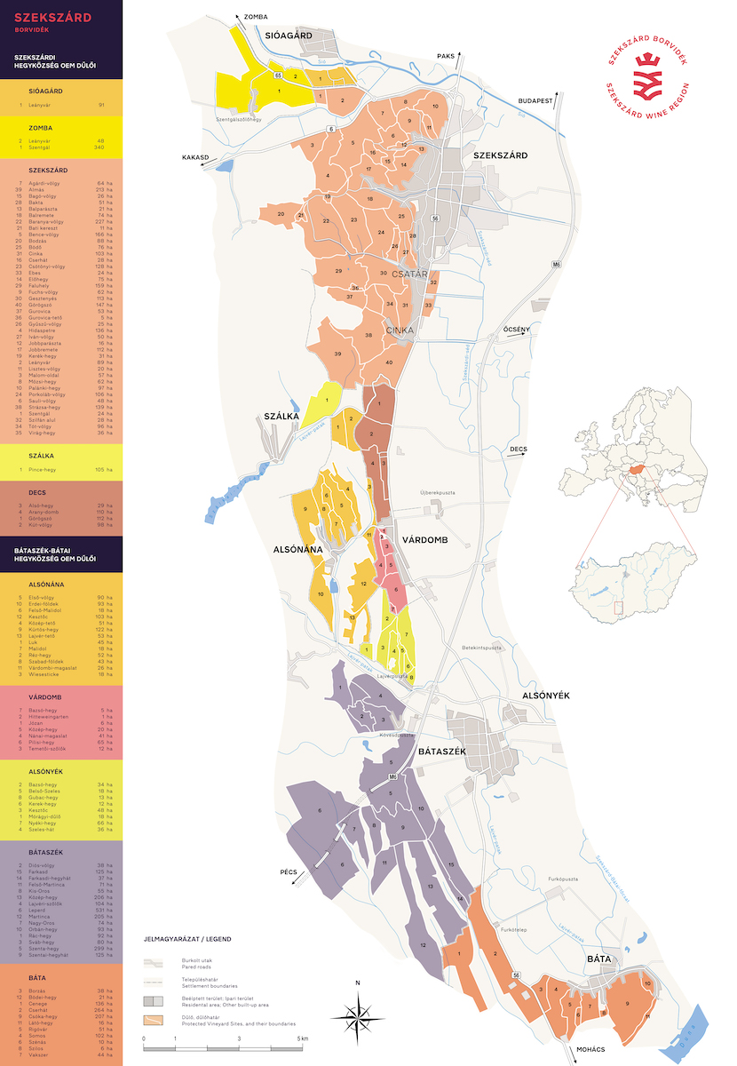 Map of the wine regions of Szekszárd
