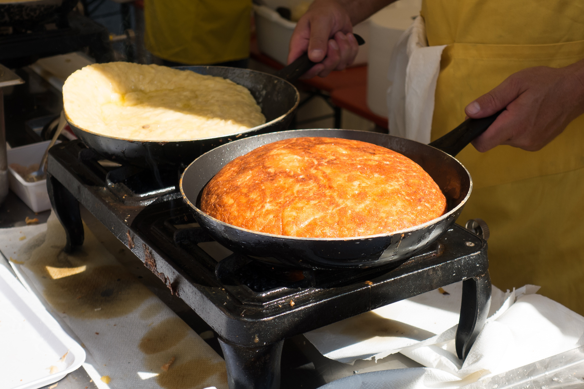 Frico, a frittata-like tart, being made in a pan