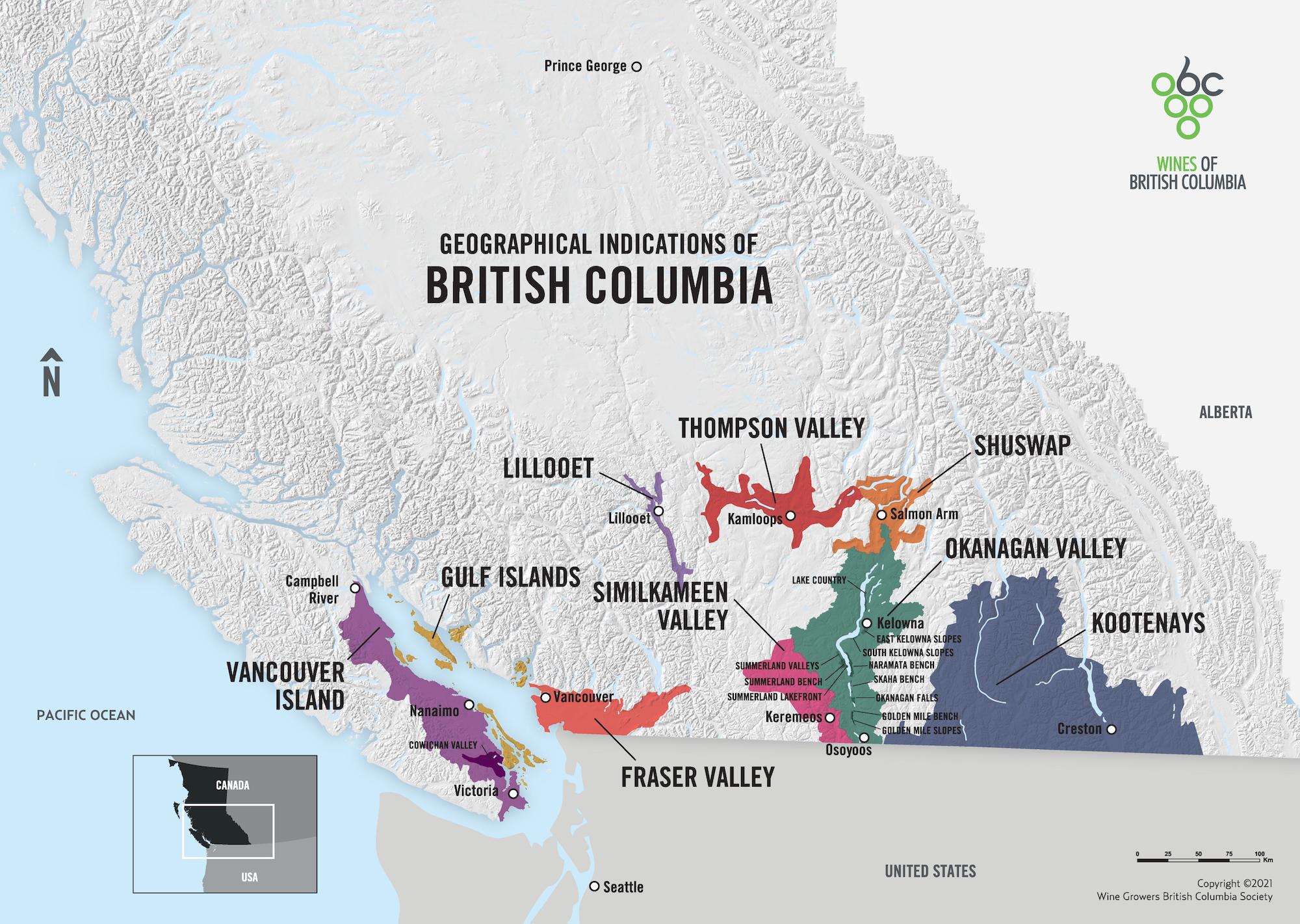 Map of GIs in British Columbia