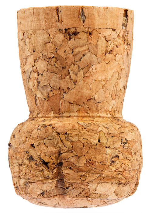 Champagne cork on white background