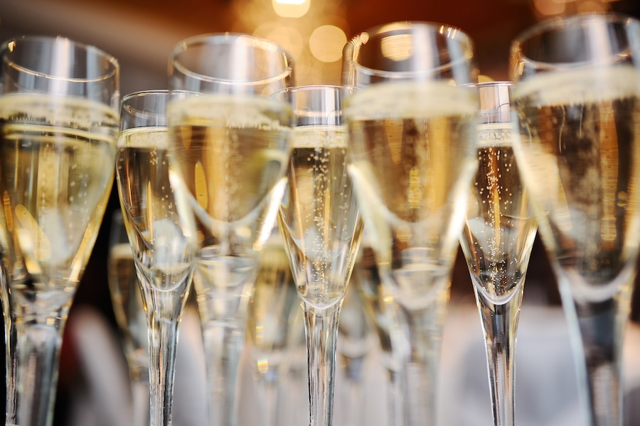 Champagne in flute glasses