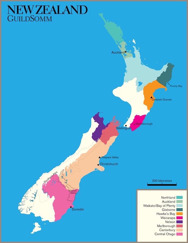 The winegrowing regions of New Zealand