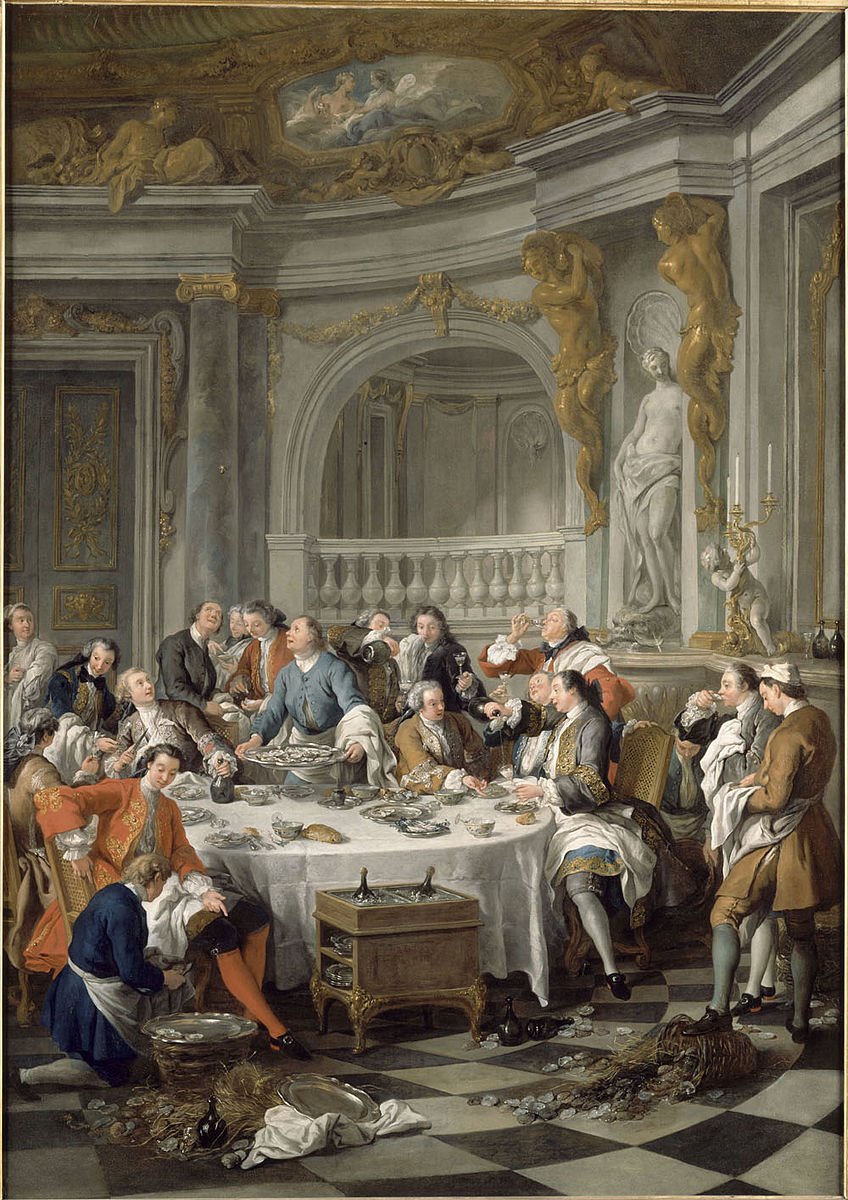 Le Déjeuner d'huîtres,” by Jean François de Troy, is the earliest-known illustration of sparkling Champagne. (Credit: Wikimedia Commons, Public Domain