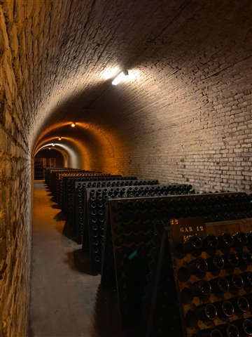 Wines stored sur pointe